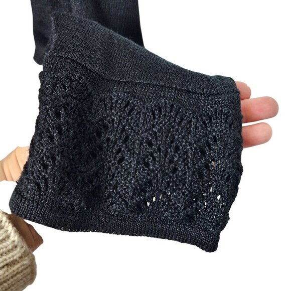 Pendleton Womens Black Knit Cardigan Lace‎ crochet Trim Size Medium Open Front - Picture 4 of 9